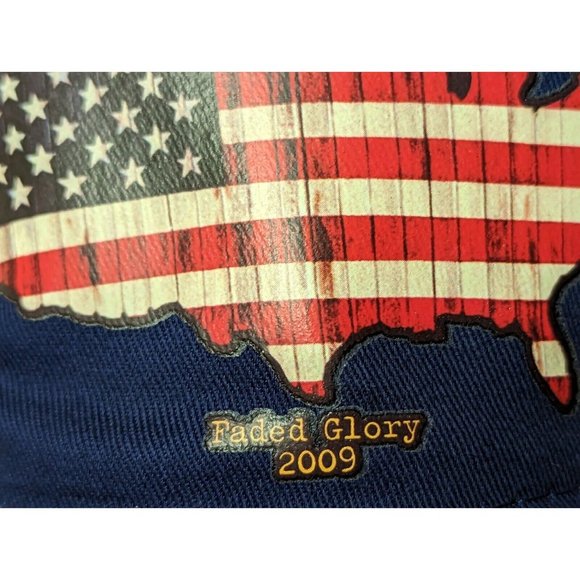 America Shaped Flag Faded Glory 2009 Blue Ball Cap Hat Adjustable Strap Back New - Picture 3 of 7